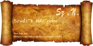 Szvák Nándor névjegykártya